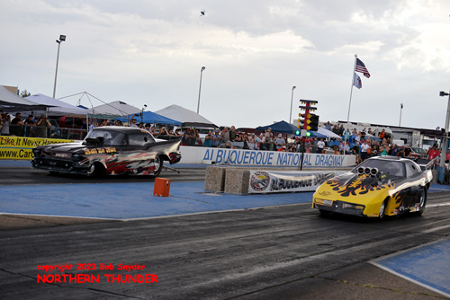 Justin Herbst - 'The Executioner' (near lane) vs 
Justin Mallot - 'Must Be Nice' (far lane)